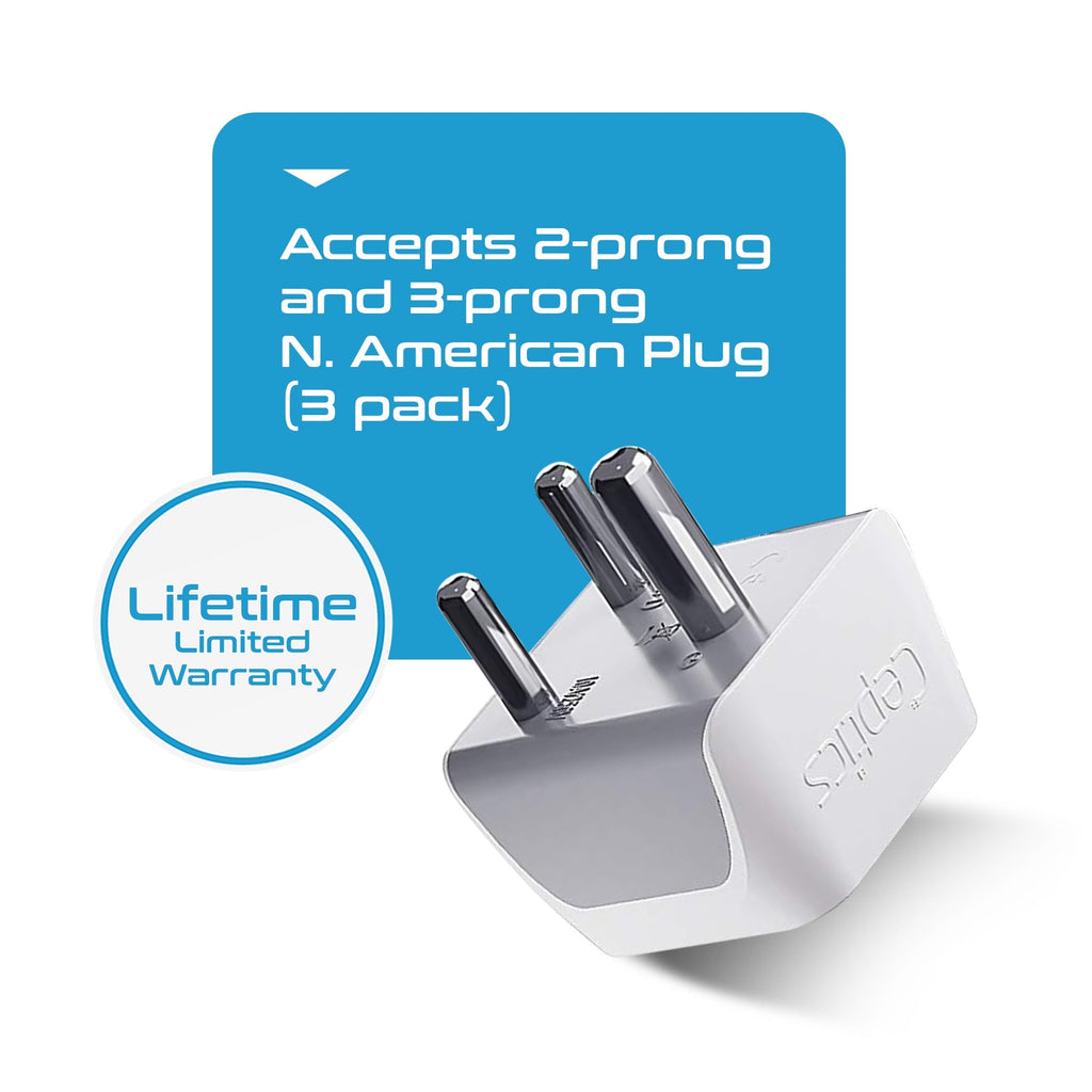 India Travel Adapter - Type D - Ultra Compact (CT-10, 3 Pack) Ceptics