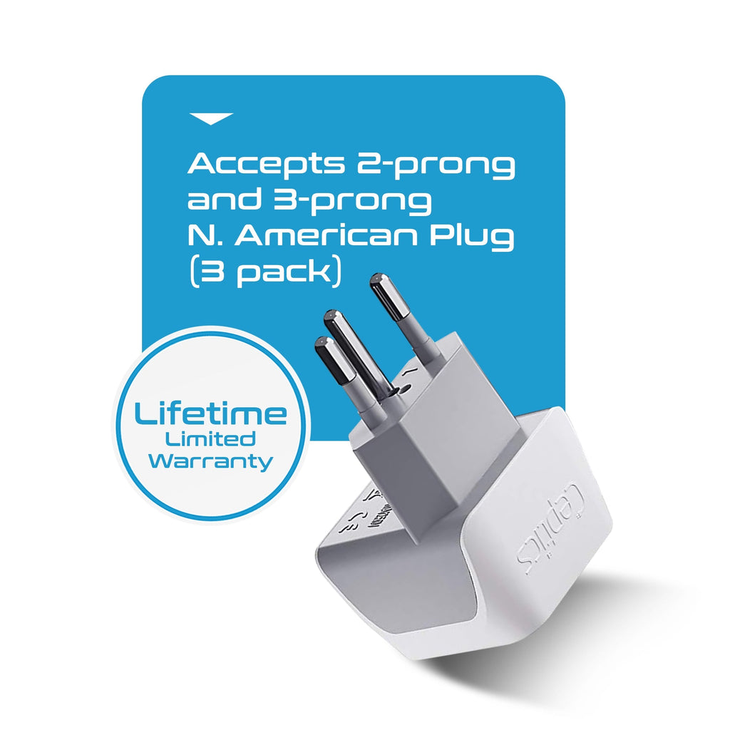 Switzerland Travel Adapter - Type J - Ultra Compact (CT-11A, 3 Pack) Ceptics