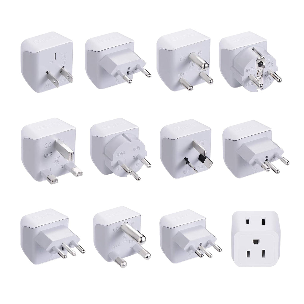 International Travel Adapter Plug Set - 11 pcs 2 in 1 Compact (CT-11PK) Ceptics