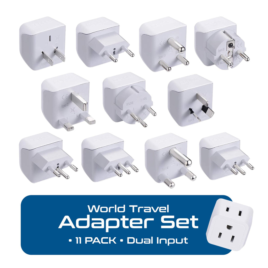International Travel Adapter Plug Set - 11 pcs 2 in 1 Compact (CT-11PK) Ceptics