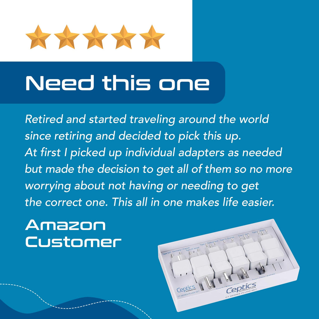 International Travel Adapter Plug Set - 11 pcs 2 in 1 Compact (CT-11PK) Ceptics