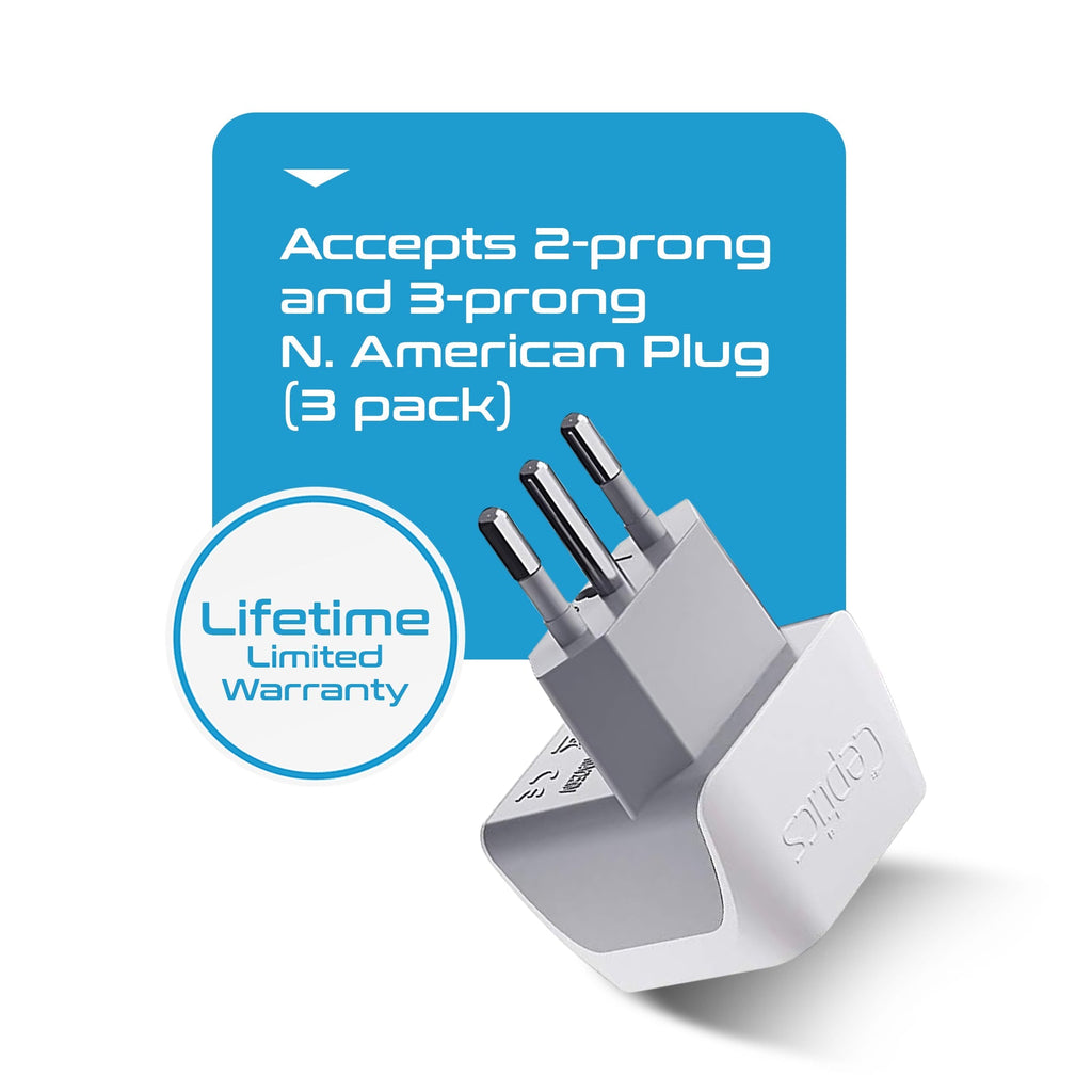 Italy Travel Adapter - Type L - Ultra Compact (CT-12A, 3 Pack) Ceptics