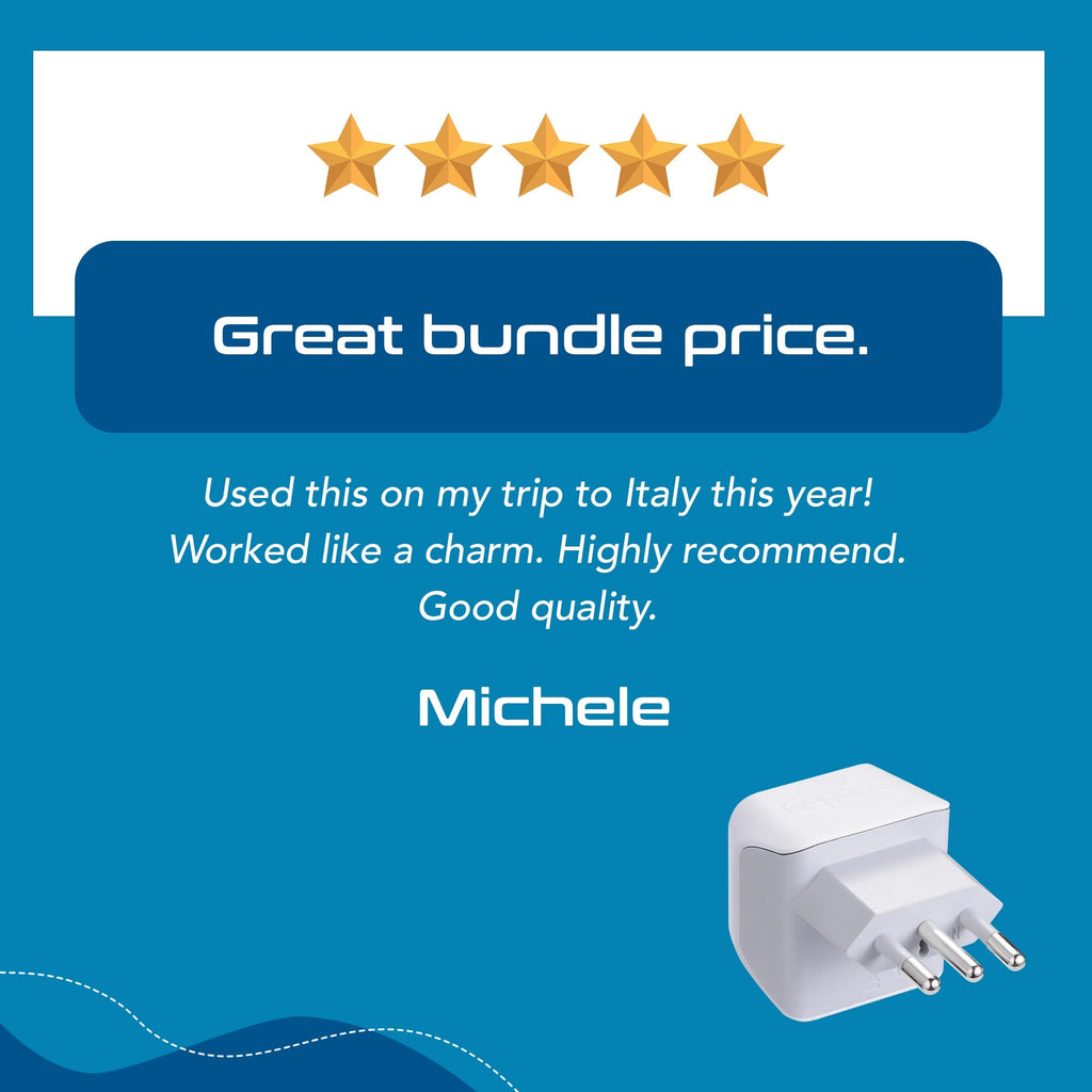 Italy Travel Adapter - Type L - Ultra Compact (CT-12A, 3 Pack) Ceptics