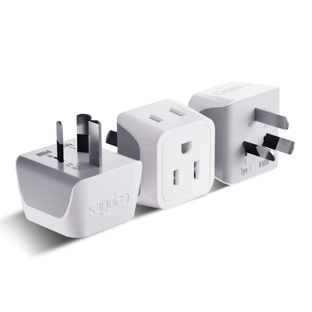 Australia, China Travel Adapter - Type I - Ultra Compact (CT-16, 3 Pack) Ceptics