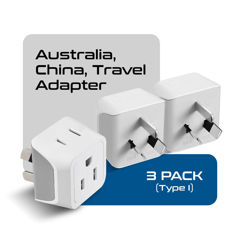 Australia, China Travel Adapter - Type I - Ultra Compact (CT-16, 3 Pack) Ceptics