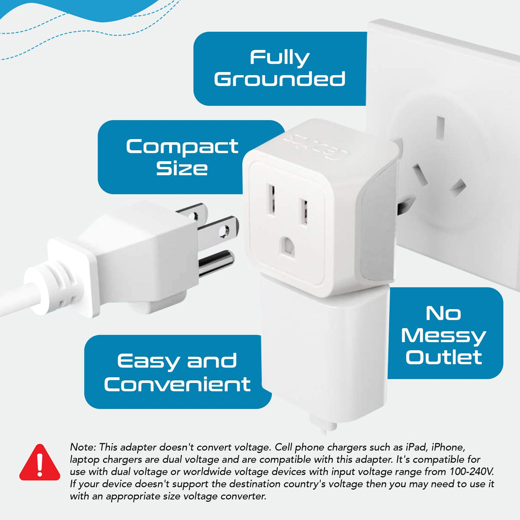 Australia, China Travel Adapter - Type I - Ultra Compact (CT-16, 3 Pack) Ceptics