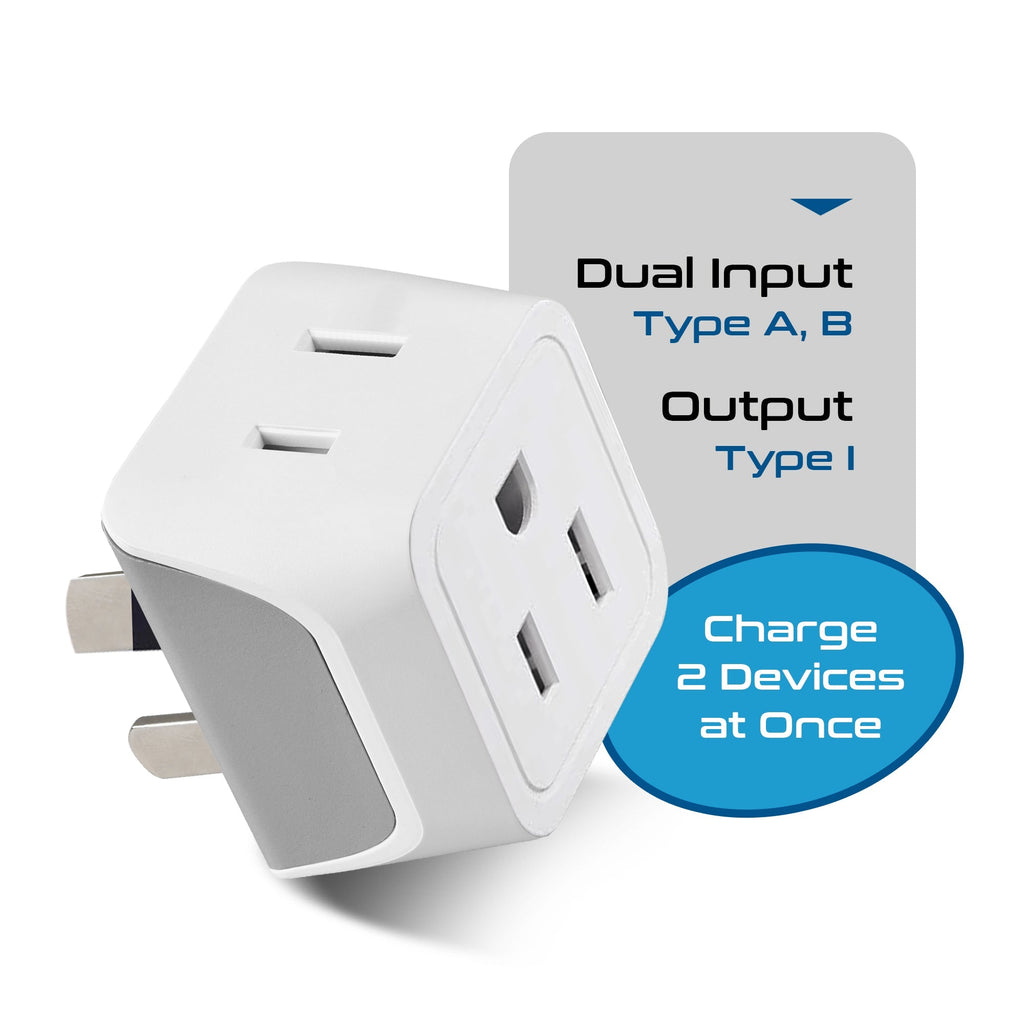 Australia, China Travel Adapter - Type I - Ultra Compact (CT-16, 3 Pack) Ceptics