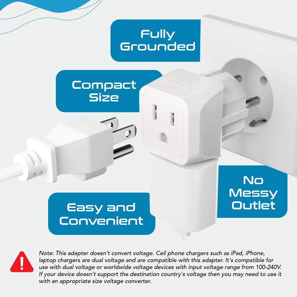 Denmark Travel Adapter - Type K - Ultra Compact (CT-20 ,3 PACK) Ceptics