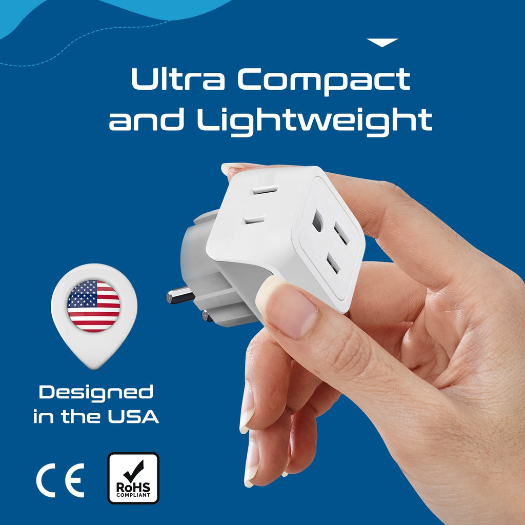 Denmark Travel Adapter - Type K - Ultra Compact (CT-20 ,3 PACK) Ceptics