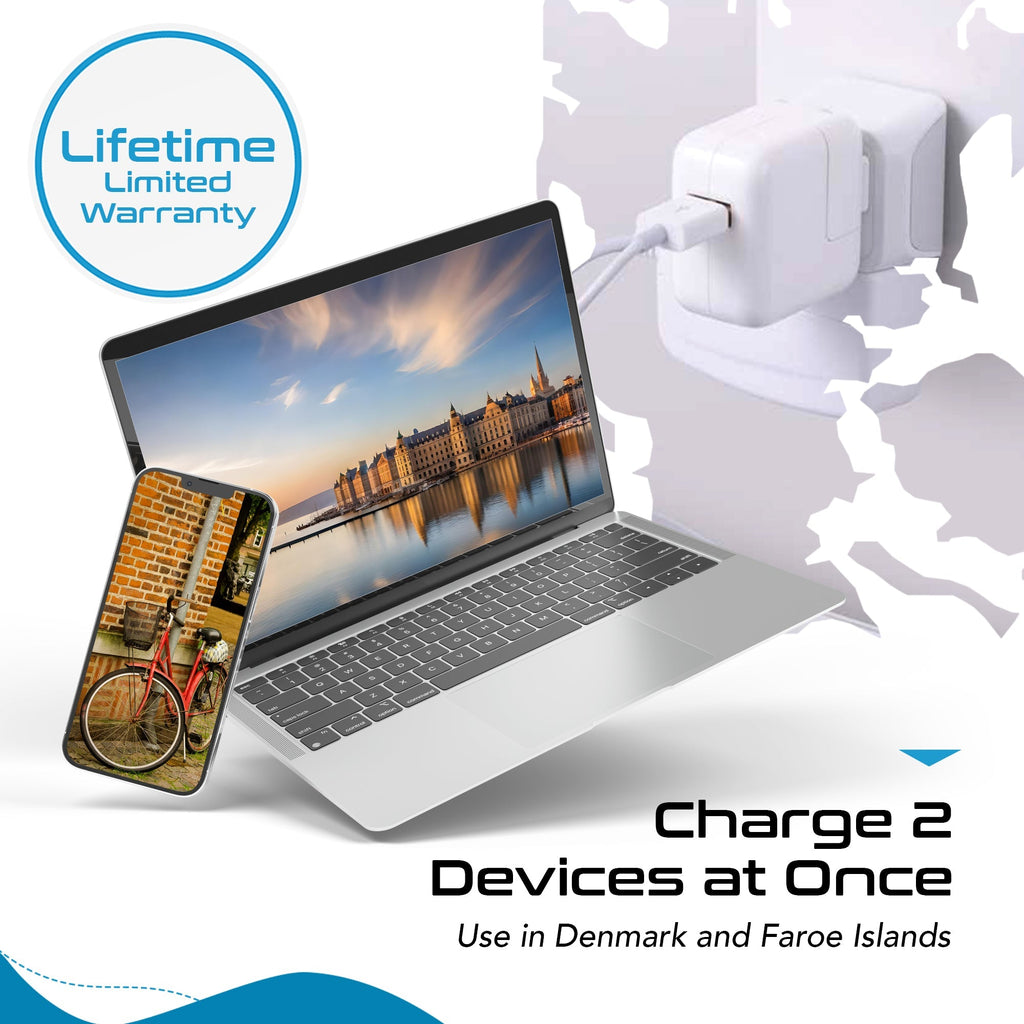 Denmark Travel Adapter - Type K - Ultra Compact (CT-20 ,3 PACK) Ceptics