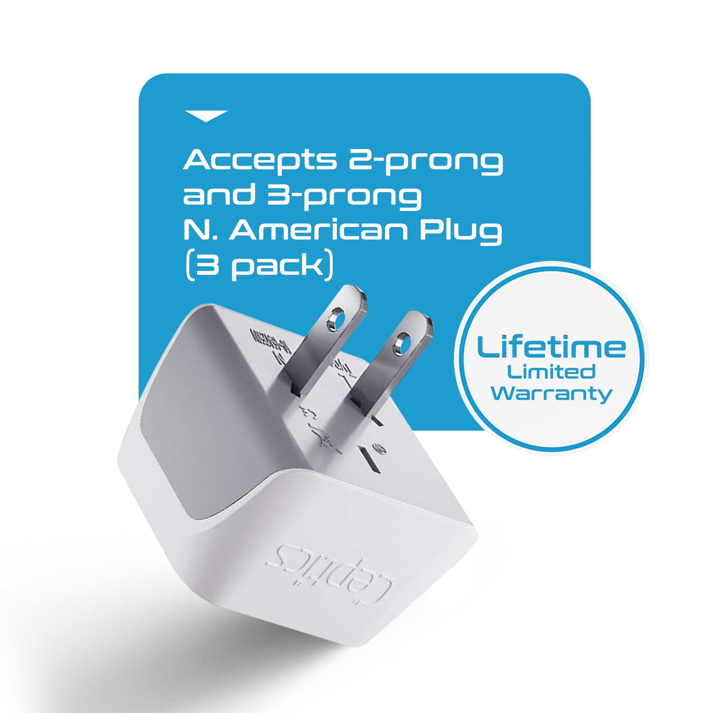 Japan, Philippines Travel Adapter - Type A - Ultra Compact (CT-6, 3 Pack) Ceptics