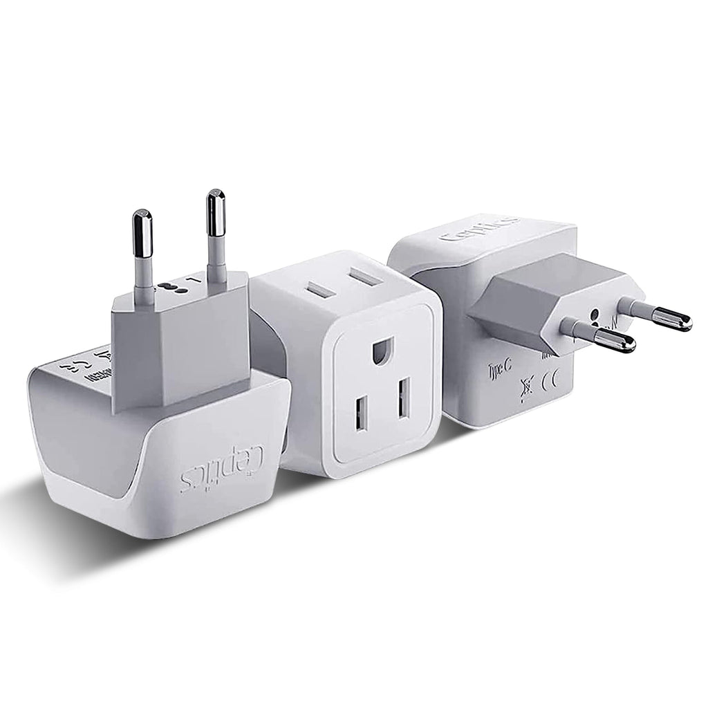 European Travel Adapter - Type C - Ultra Compact (CT-9C, 3 Pack) Ceptics