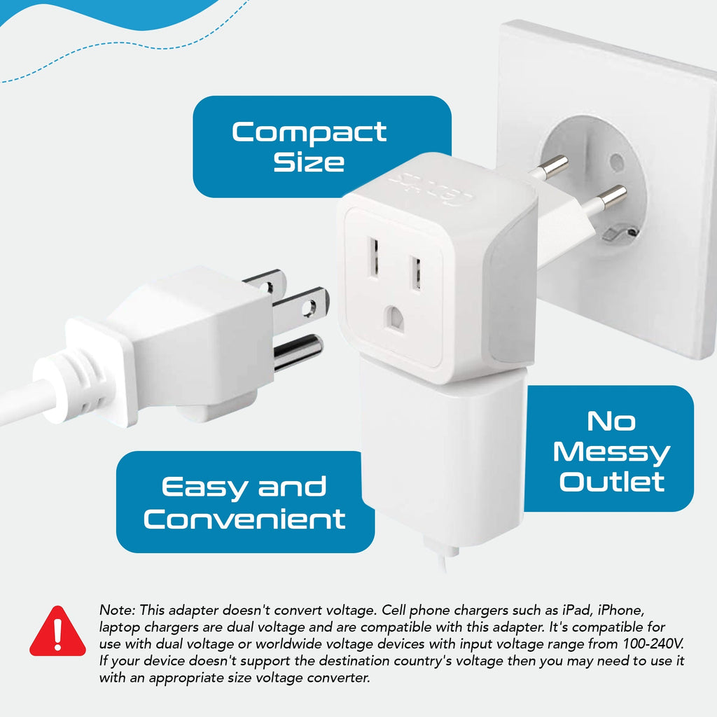 European Travel Adapter - Type C - Ultra Compact (CT-9C, 3 Pack) Ceptics