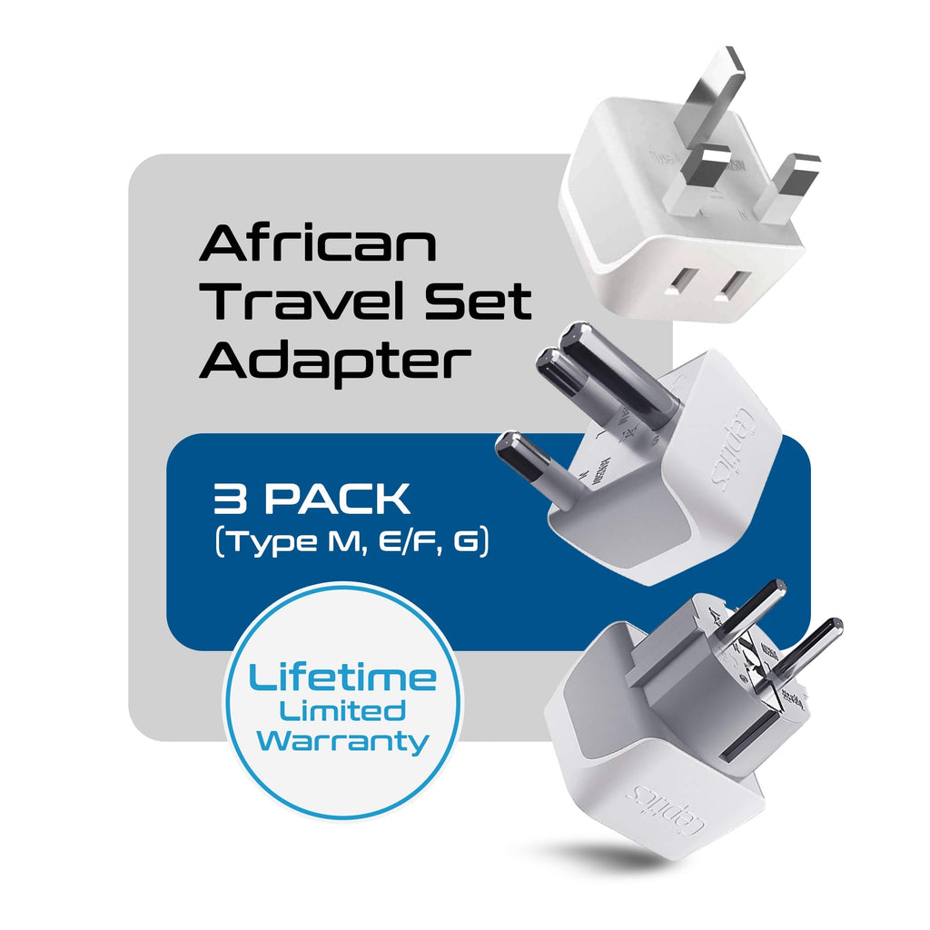 African Travel Adapter Set - Type M, G, E/F - 3pcs (CT-AF-SET) Ceptics