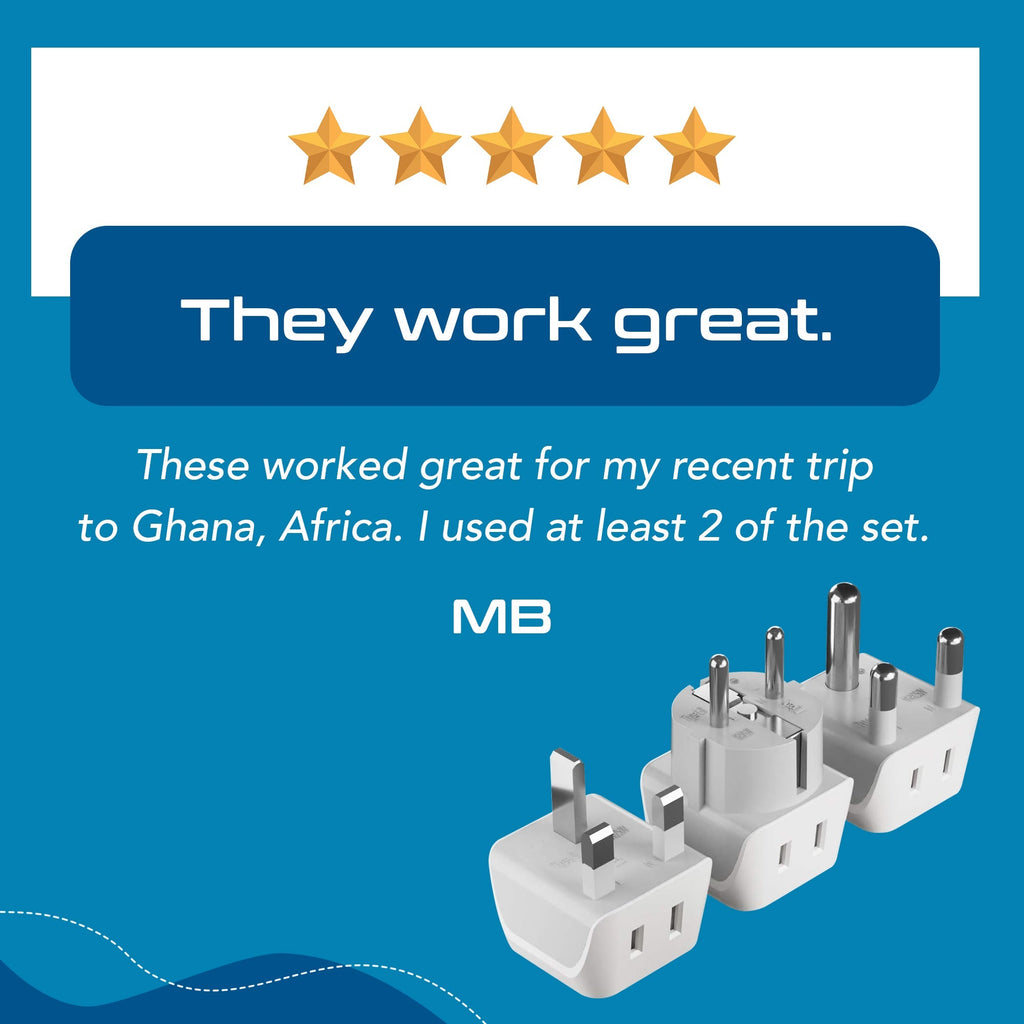 African Travel Adapter Set - Type M, G, E/F - 3pcs (CT-AF-SET) Ceptics