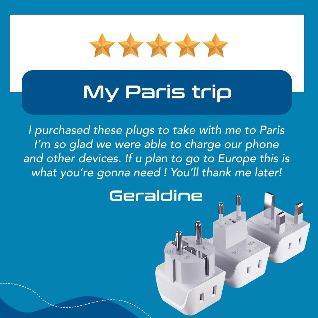 European Travel Adapter Set - Type E/F, G, C - 3pcs (CT-EU-SET) Ceptics