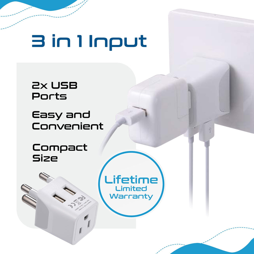 South Africa Travel Adapter - Type M - Dual USB (CTU-10L) Ceptics