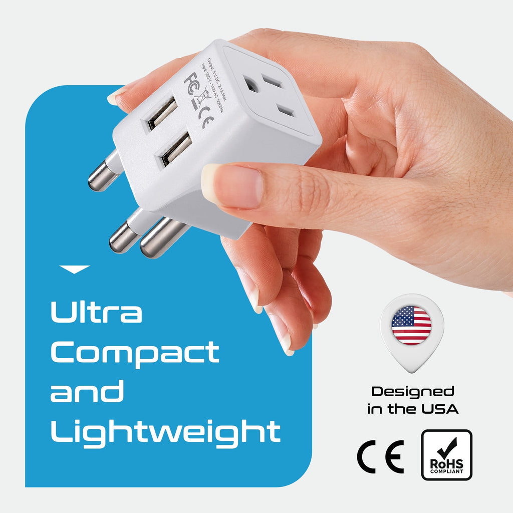 South Africa Travel Adapter - Type M - Dual USB (CTU-10L) Ceptics