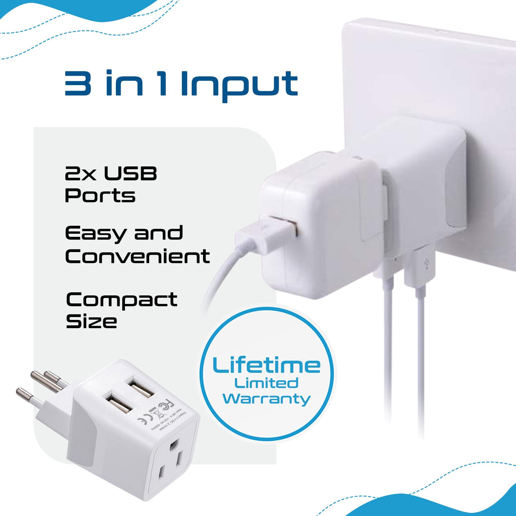 Switzerland Travel Adapter - Type J - Dual USB (CTU-11A) Ceptics