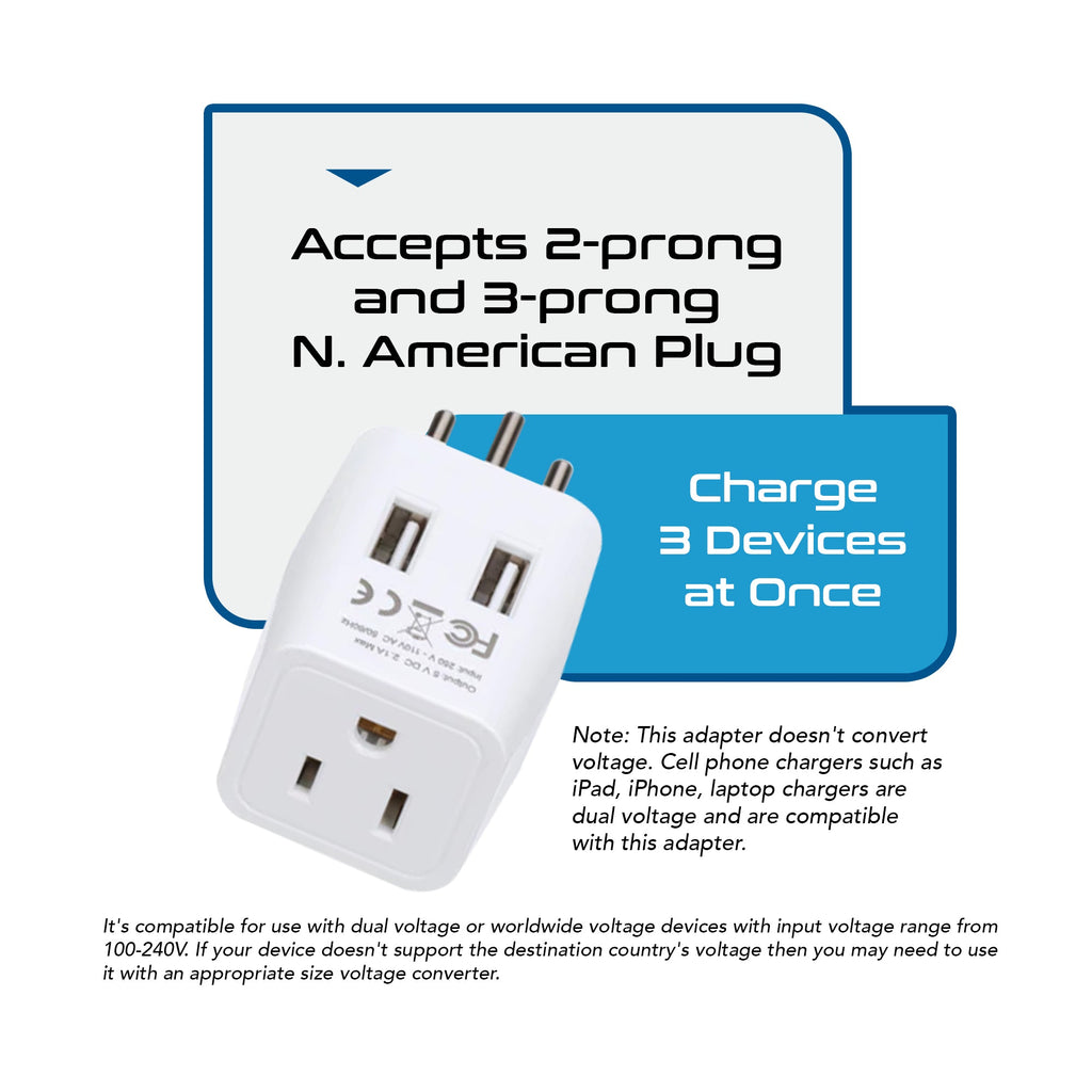 Switzerland Travel Adapter - Type J - Dual USB (CTU-11A) Ceptics