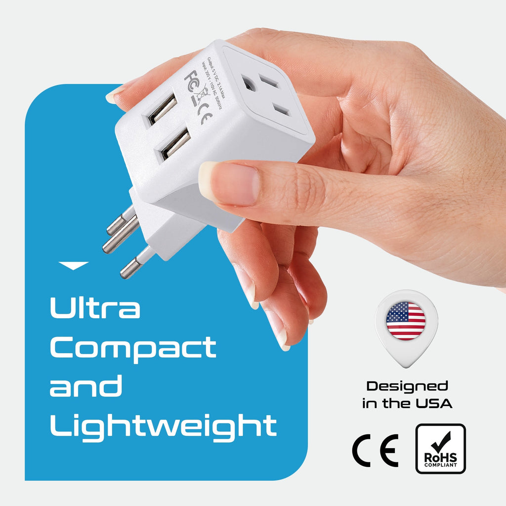Switzerland Travel Adapter - Type J - Dual USB (CTU-11A) Ceptics