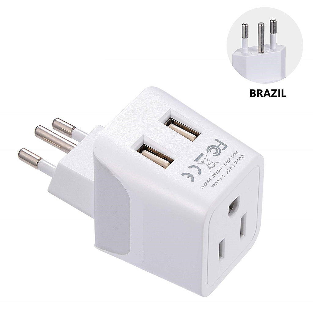 Brazil Travel Adapter Plug Combo - Type C, N | Dual USB - Brazilian Combo (CTU-9C-11C) Ceptics
