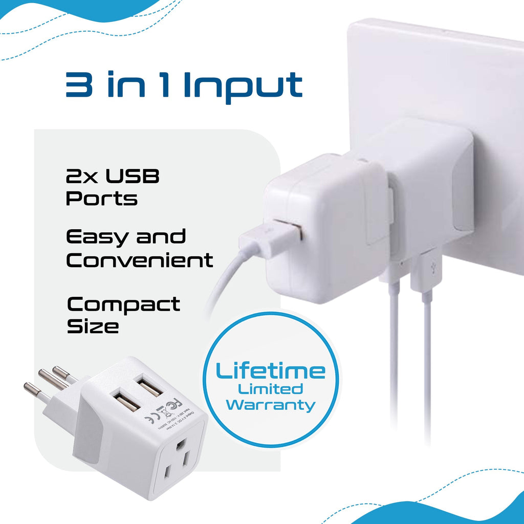 Brazil Travel Adapter - Type N - Dual USB (CTU-11C) Ceptics
