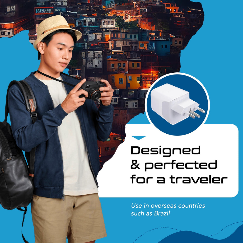 Brazil Travel Adapter - Type N - Dual USB (CTU-11C) Ceptics