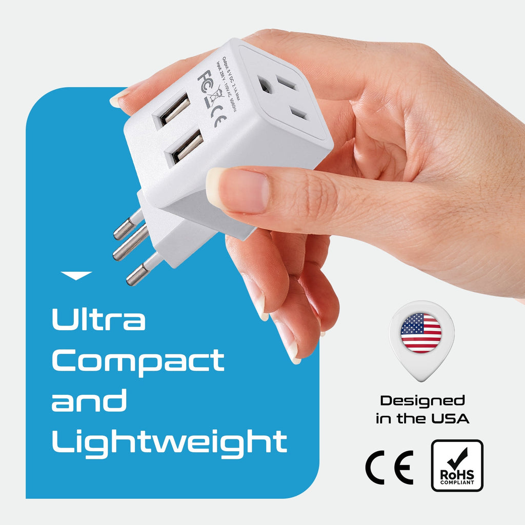 Brazil Travel Adapter - Type N - Dual USB (CTU-11C) Ceptics