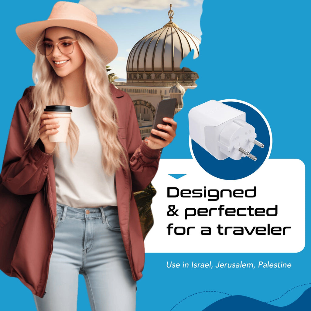 Israel, Palestine Travel Adapter - Type H - Dual USB (CTU-14) Ceptics