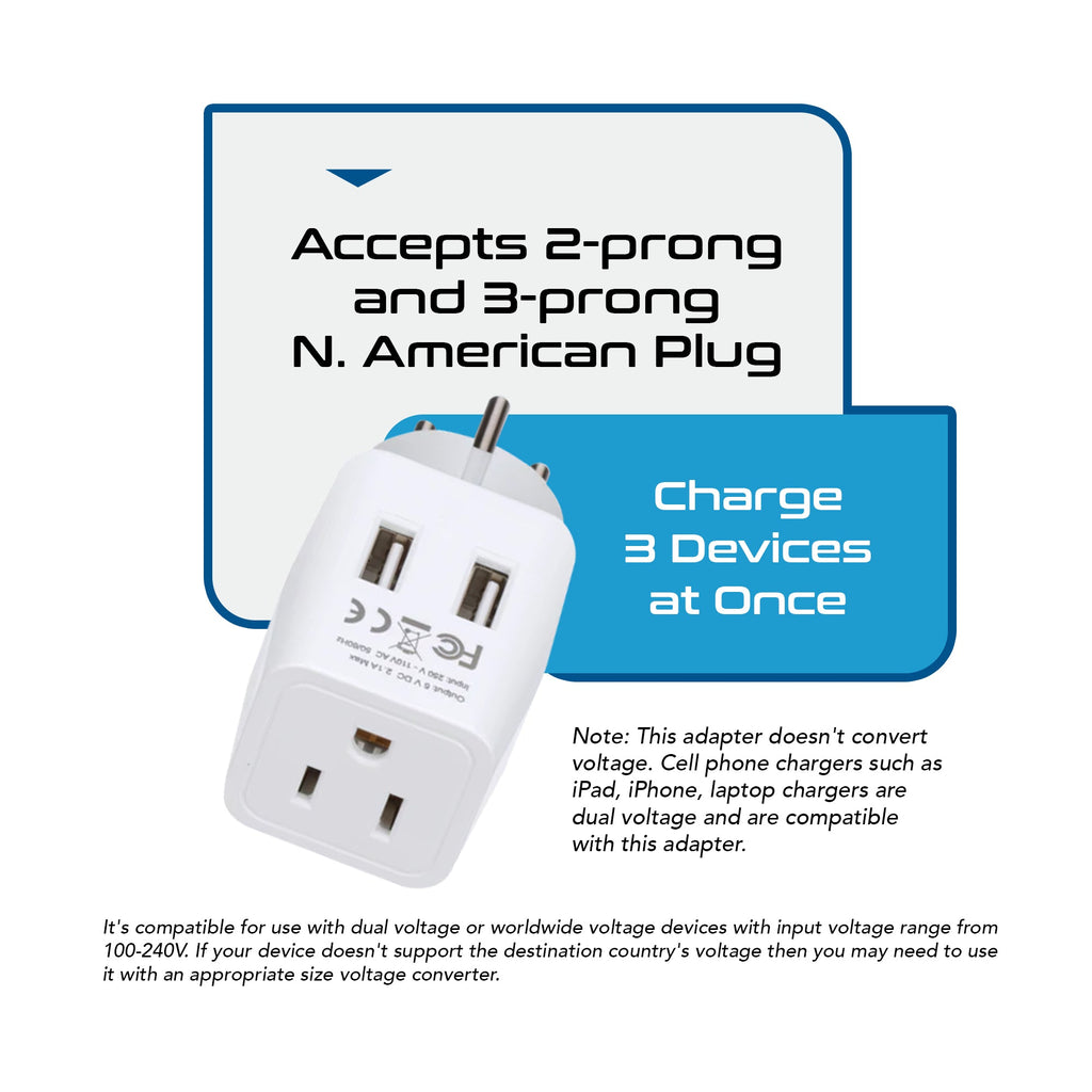 Israel, Palestine Travel Adapter - Type H - Dual USB (CTU-14) Ceptics