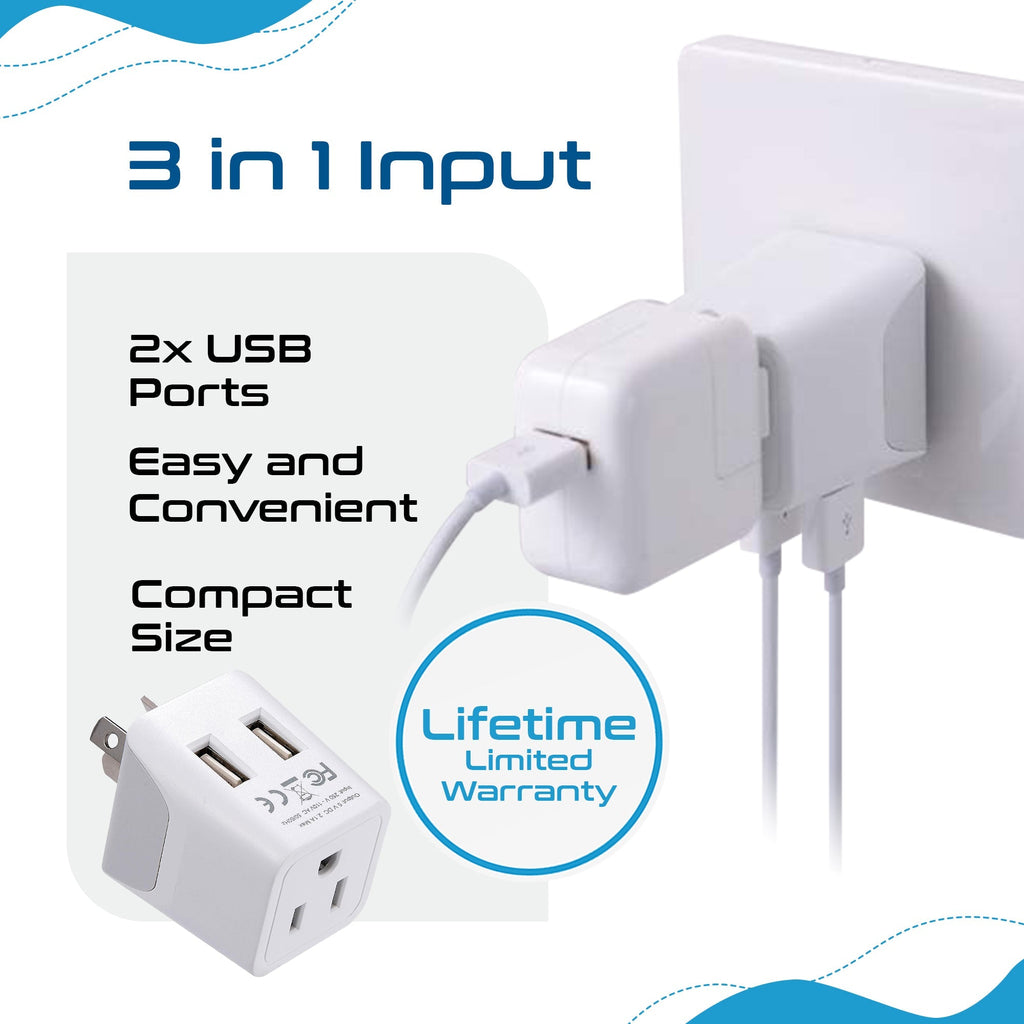 Australia, China Travel Adapter - Type I - Dual USB (CTU-16) Ceptics
