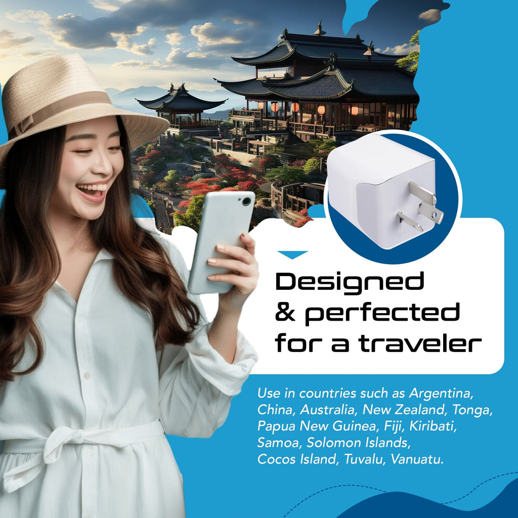 Australia, China Travel Adapter - Type I - Dual USB (CTU-16) Ceptics