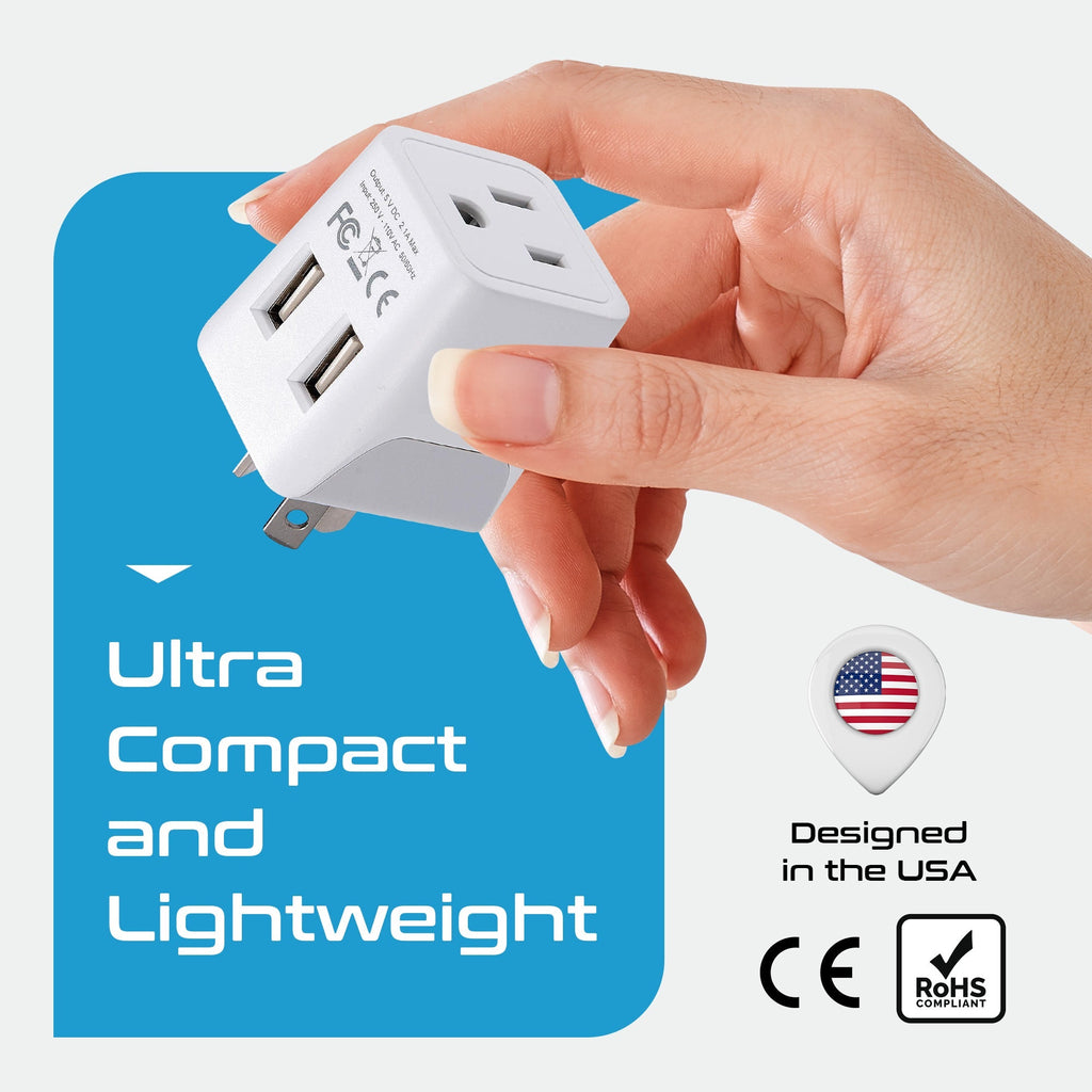 Australia, China Travel Adapter Plug with Dual USB - Type I - 2 Pack (CTU-16) Ceptics