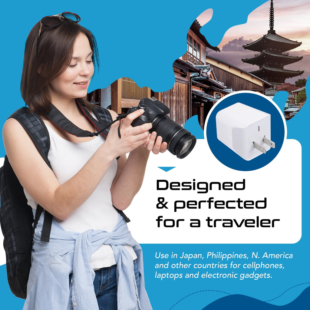 Japan, Philippines Travel Adapter - Type A - Dual USB (CTU-6) Ceptics