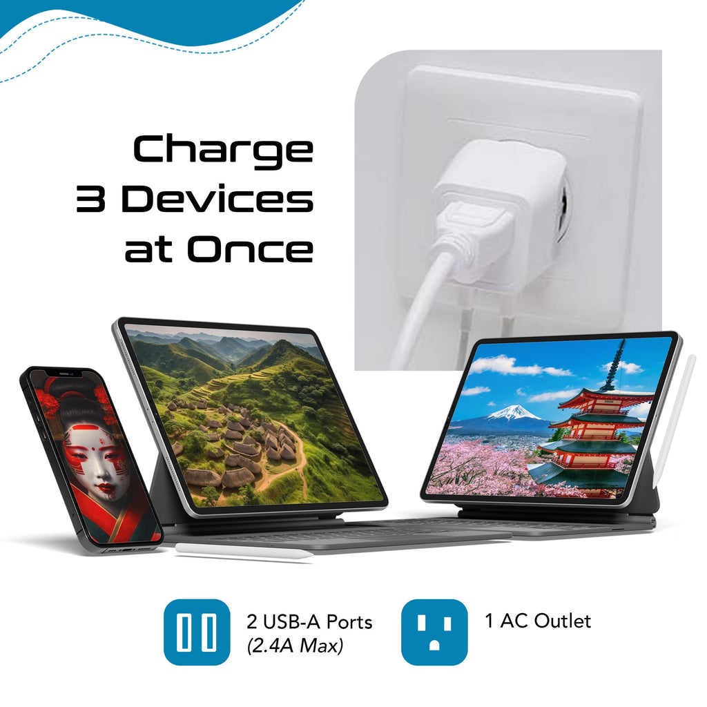 Japan, Philippines Travel Adapter - Type A - Dual USB (CTU-6) Ceptics