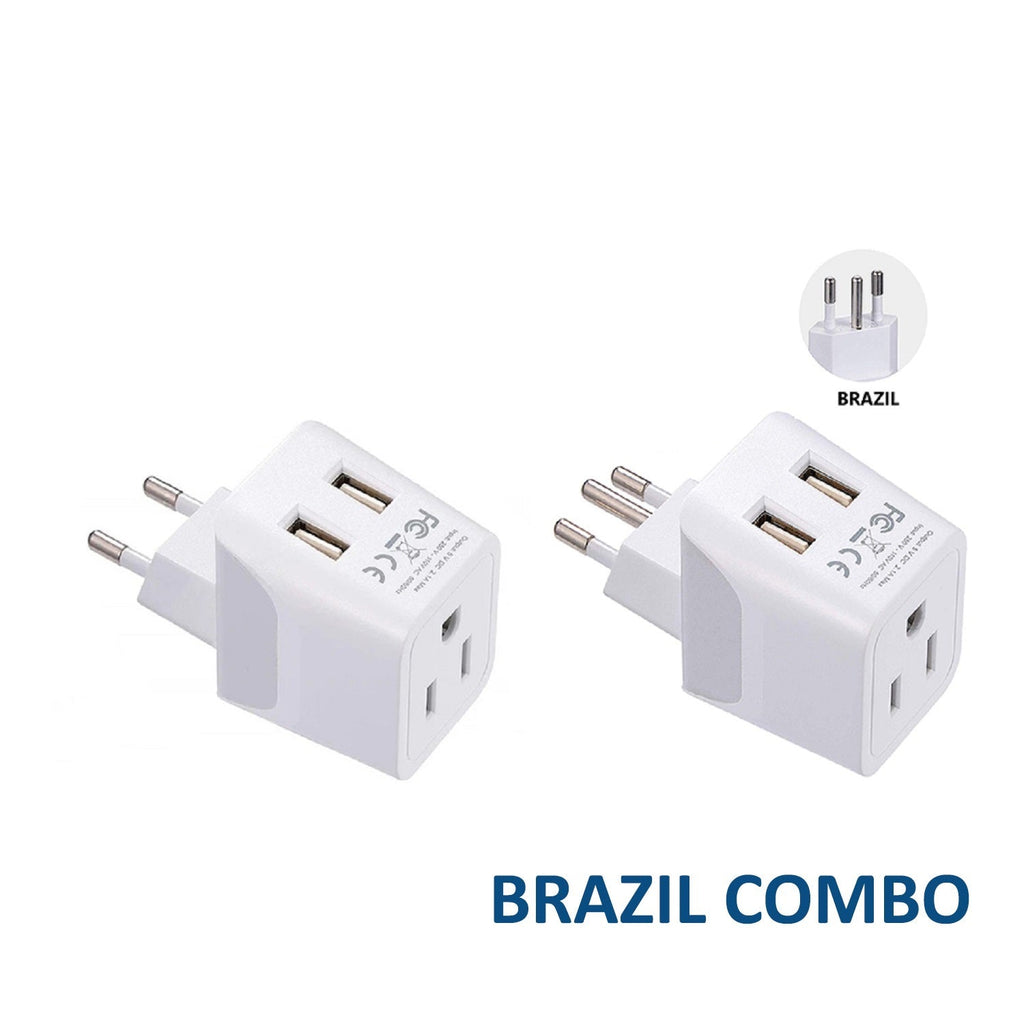 Brazil Travel Adapter Plug Combo - Type C, N | Dual USB - Brazilian Combo (CTU-9C-11C) Ceptics