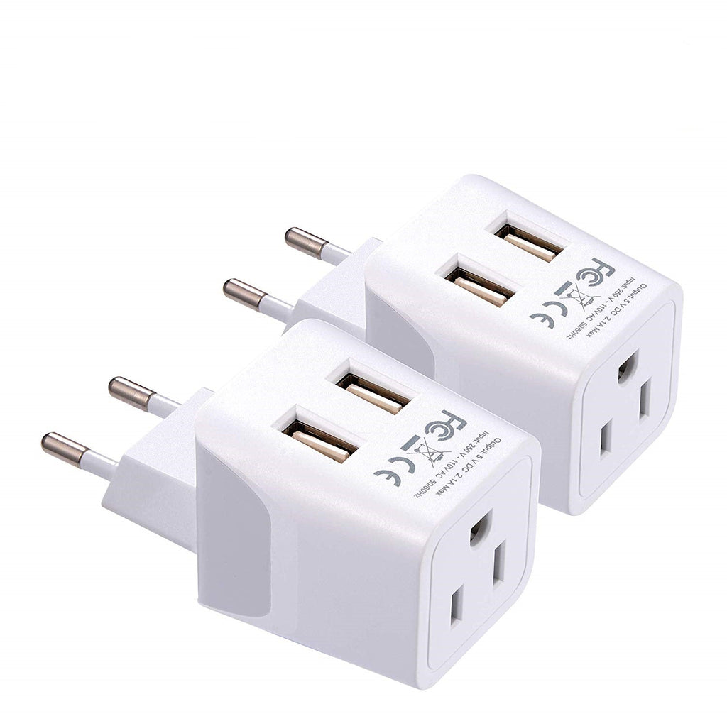 European, Egypt Travel Adapter Plug with Dual USB - Type C - 2 Pack (CTU-9C) Ceptics