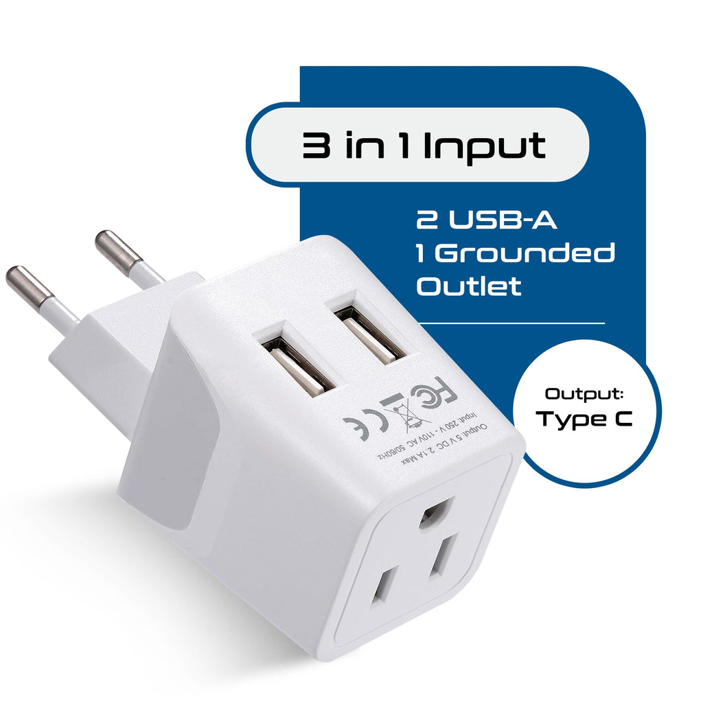 European Travel Adapter - Type C - Dual USB (CTU-9C) Ceptics
