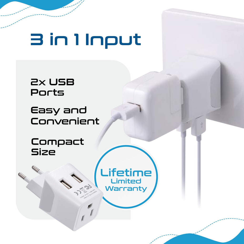 European Travel Adapter - Type C - Dual USB (CTU-9C) Ceptics