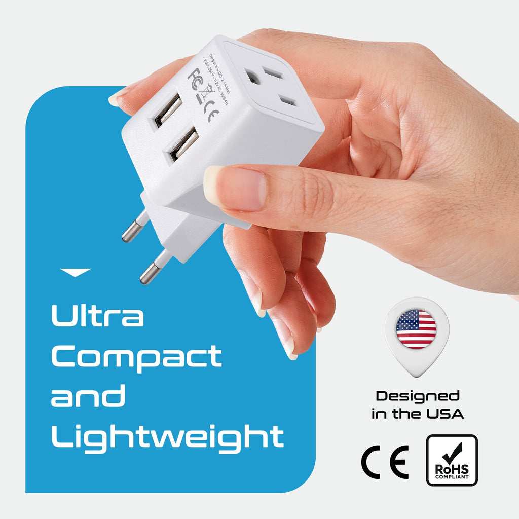 European Travel Adapter - Type C - Dual USB (CTU-9C) Ceptics