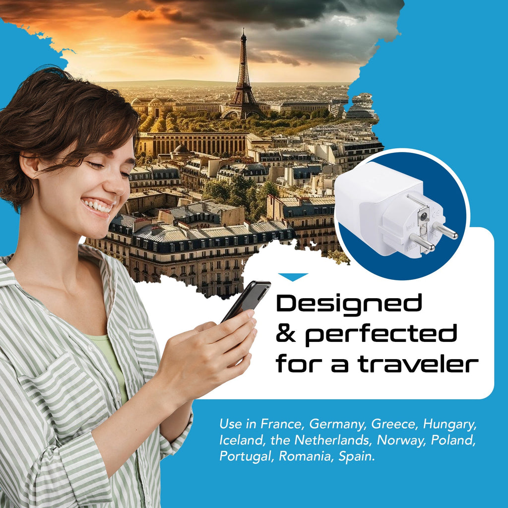 Europe (Schuko) Travel Adapter - Type E/F - Dual USB (CTU-9) Ceptics