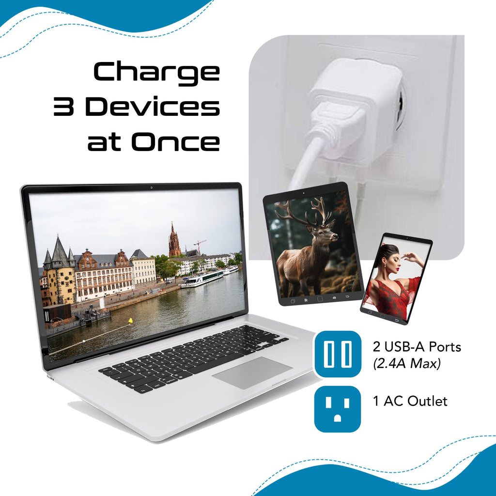 Europe (Schuko) Travel Adapter - Type E/F - Dual USB (CTU-9) Ceptics