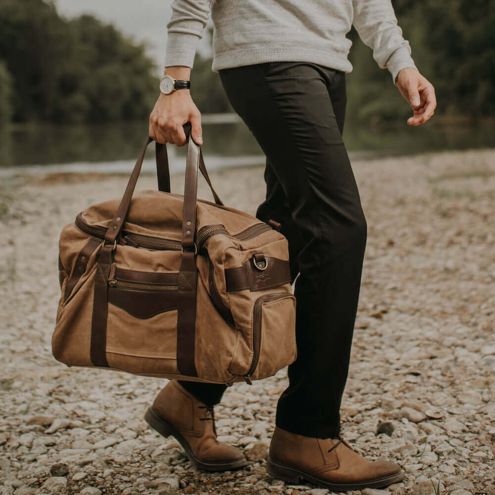 Campaign Waxed Canvas Medium Duffle Bag Mission Mercantile Leather Goods