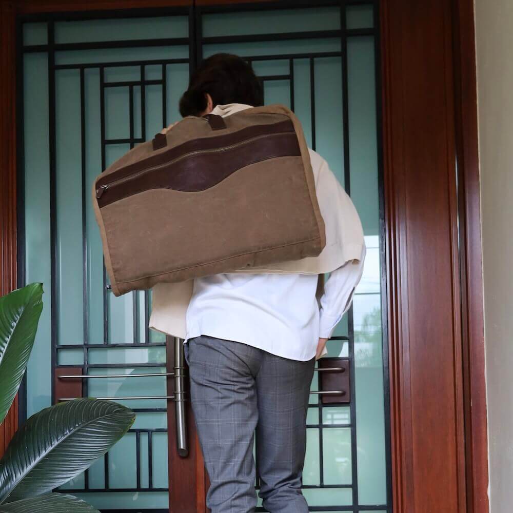 Campaign Waxed Canvas Garment Bag Mission Mercantile Leather Goods