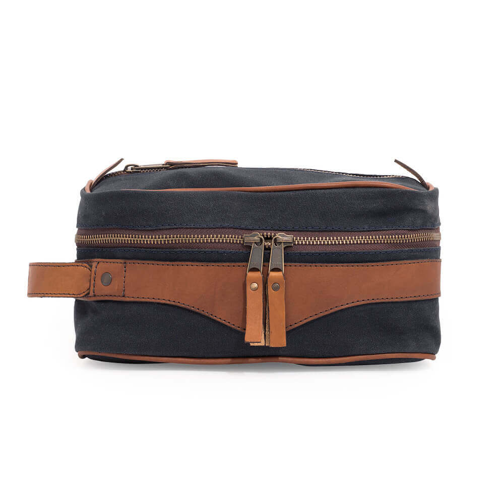 Campaign Waxed Canvas Toiletry Square Shave Kit Mission Mercantile Leather Goods