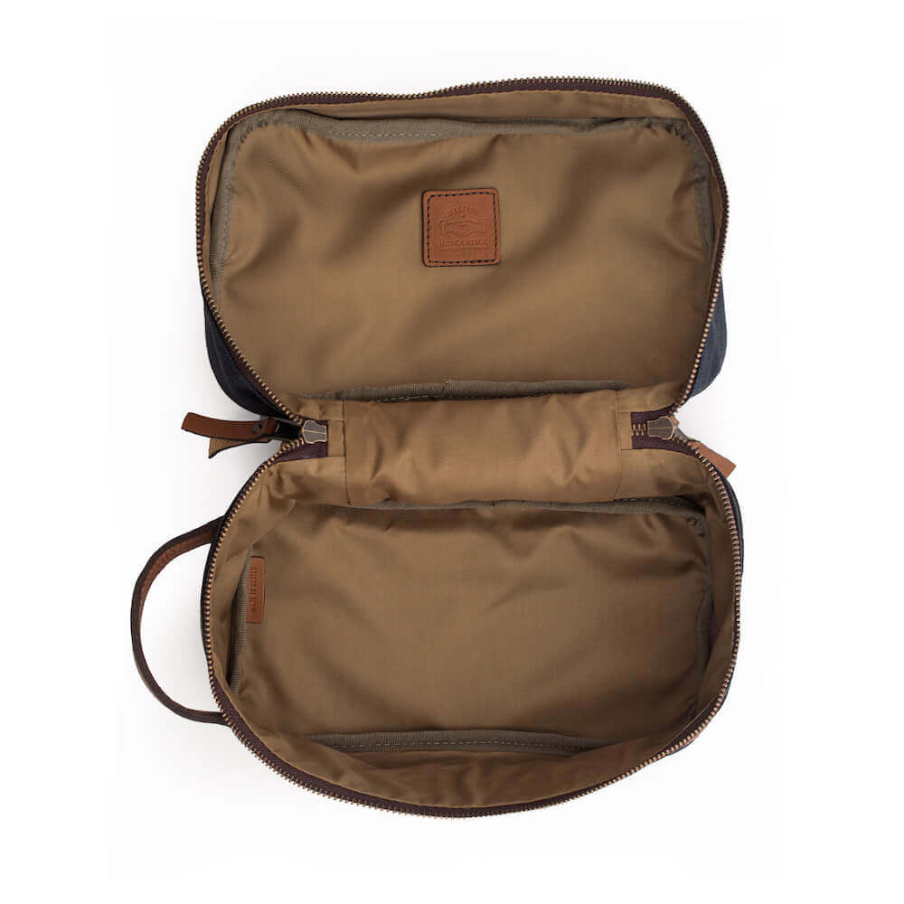 Campaign Waxed Canvas Toiletry Square Shave Kit Mission Mercantile Leather Goods