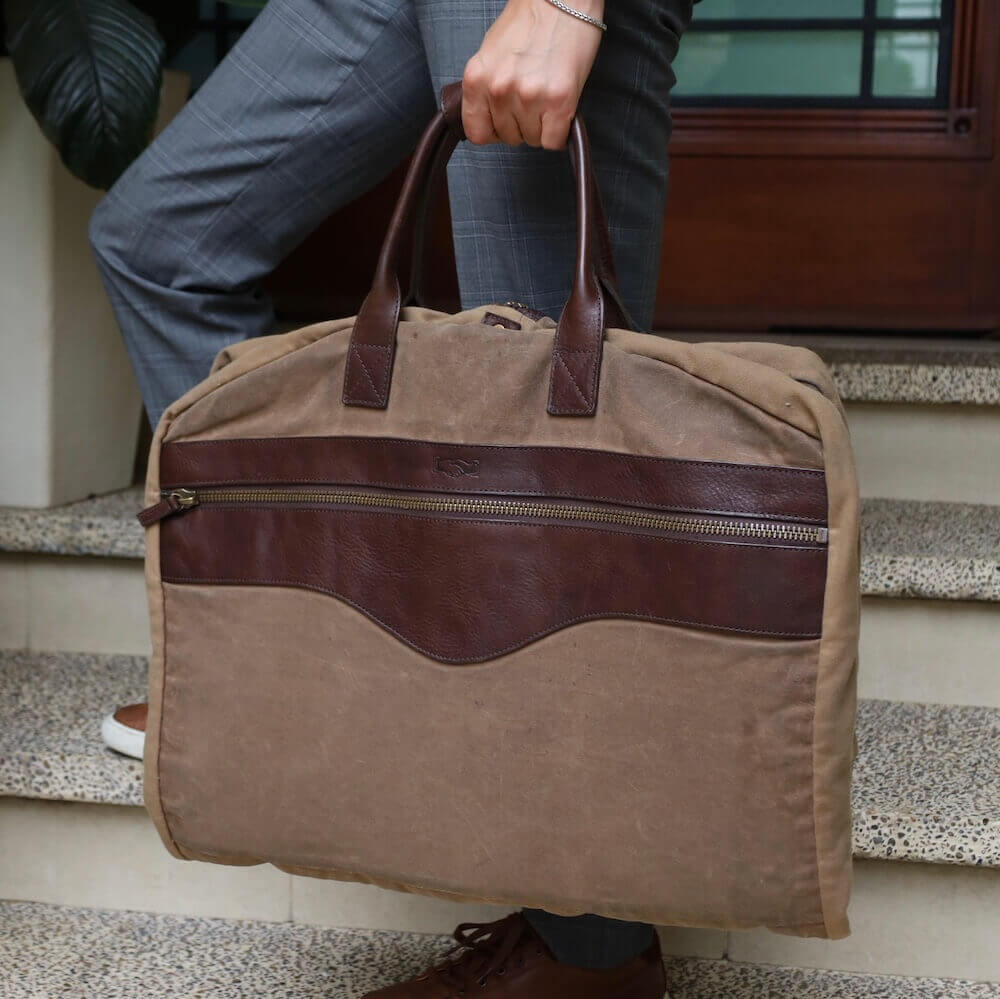 Campaign Waxed Canvas Garment Bag Mission Mercantile Leather Goods