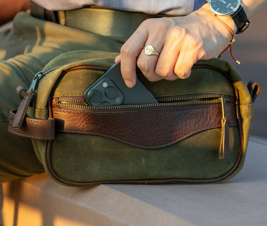 Campaign Waxed Canvas Toiletry Shave Kit Mission Mercantile Leather Goods