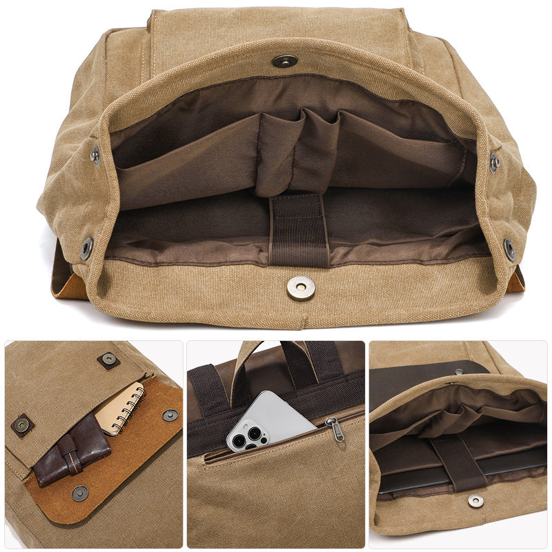 Canvas And Leather Backpack Vintage Waxed Canvas Travel Backpack Waterproof Flap Cover Canvas Laptop Backpack Camera Backpack RockCow Leather Studio